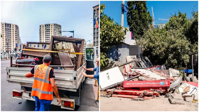 Dispar automatele vechi de cartele, infochioșcurile abandonate și coșurile de gunoi incendiate de pe străzile Capitalei. PMB le duce la reciclare