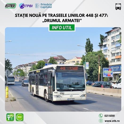Nouă stație pe traseele liniilor 448 și 477: „Drumul Armatei”