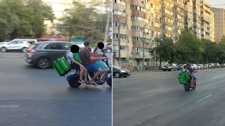FOTO | Gestul riscant al unui bărbat care plimbă patru copii pe scuter în Colentina