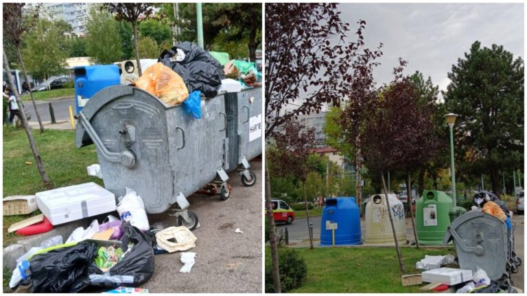 Imagini șocante cu gunoaie în fața Teatrului Masca din București