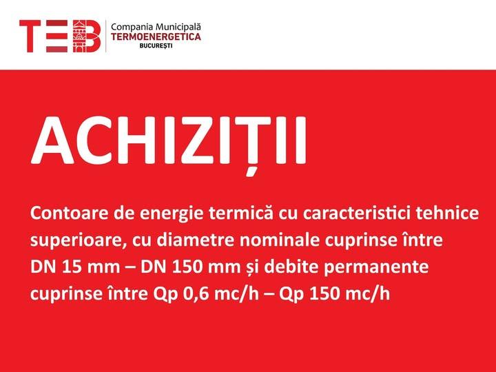 Licitație deschisă pentru contoare de energie termică