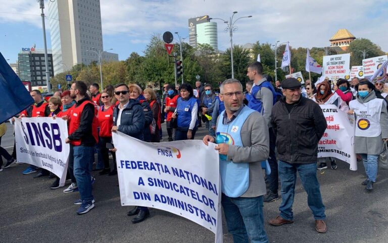 Protest al sindicaliștilor din administrația publică în București