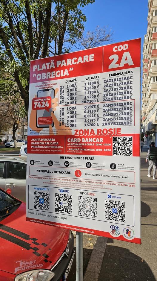 Parcări roșii în Sectorul 4 cu tarife reduse sau gratuite pe timp de noapte!