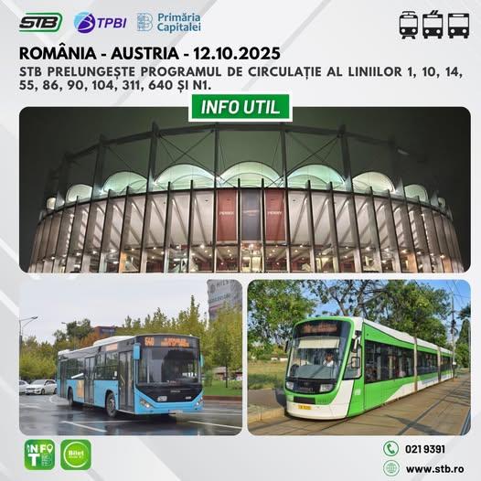 Prelungirea programului de transport pentru meciul România – Austria