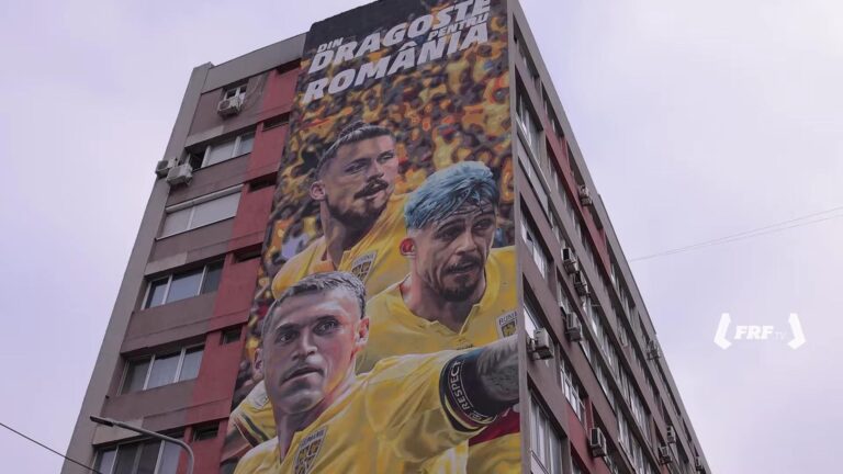 Mural dedicat echipei naționale de fotbal în București, aproape de Arenă ⚽ Radu Drăgușin: Pictura transmite energia și mândria cu care reprezentăm România