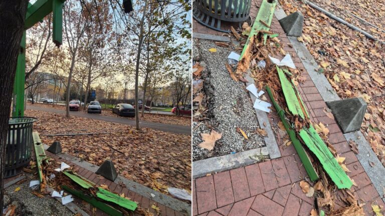 Pergolele colorate de pe Bulevardul Unirii se prăbușesc, atenție la locul de odihnă!