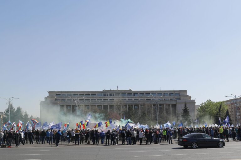 Protestul sindicaliştilor BNS în Piața Victoriei: revendicări și măsuri solicitate