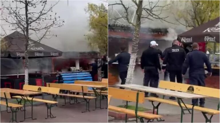 Incendiu la o căsuță de lemn din București, jandarmii intervin pentru stingerea flăcărilor