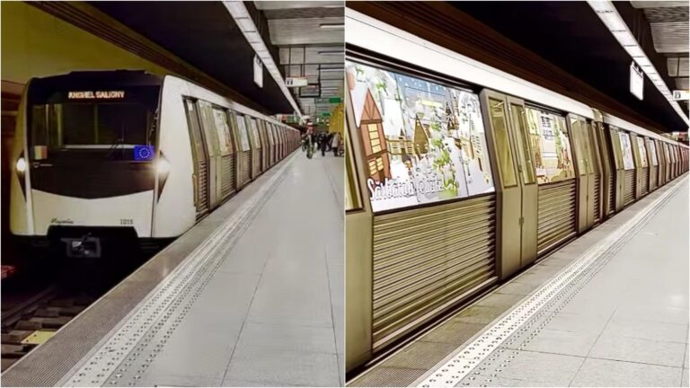 Metroul lui Moș Crăciun a pornit deja la drum prin tunelurile din București 🚇🎅Trenul decorat de sărbători circulă pe Magistralele 1 și 3