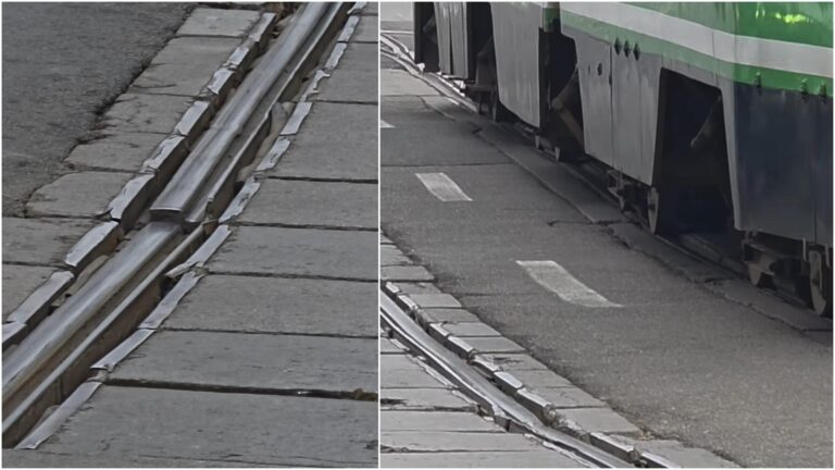 Șine de tramvai pericol public pe Calea Călărași din București