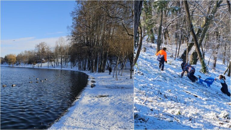 Iarna a adus bucurie în parcurile din București