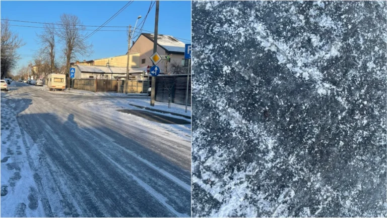 FOTO | Patinoarul Niagara din Sectorul 1 a înghețat complet peste noapte. Intervenții cu material derapant