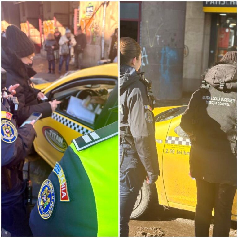 FOTO | Verificări riguroase ale taximetriștilor din București: amenzi de peste 30.000 de lei și autorizații suspendate