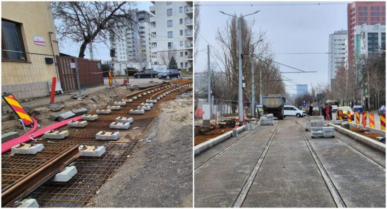 Linia de tramvai de pe Bulevardul Expoziției ar putea fi finalizată în aprilie. Progrese notabile și pe Bulevardul Chișinău