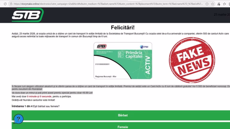STB avertizează asupra campaniilor false de premii pe internet