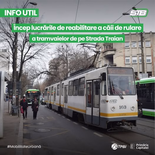 STB modifică trasee de tramvai și troleibuz pe Strada Traian