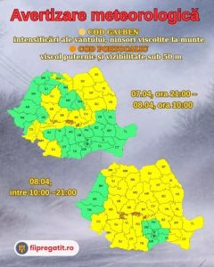 ANM a emis Cod portocaliu și galben de vânt pentru joi - Utile