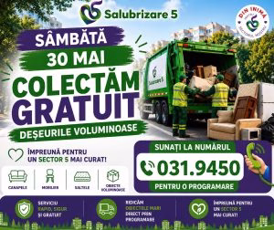 Colectare gratuită deșeuri voluminoase în Sectorul 5 pe 31 mai