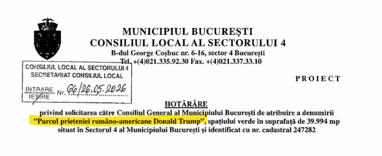 Consiliul Local Sector 4 aprobă Parcul Donald Trump în ședință extraordinară