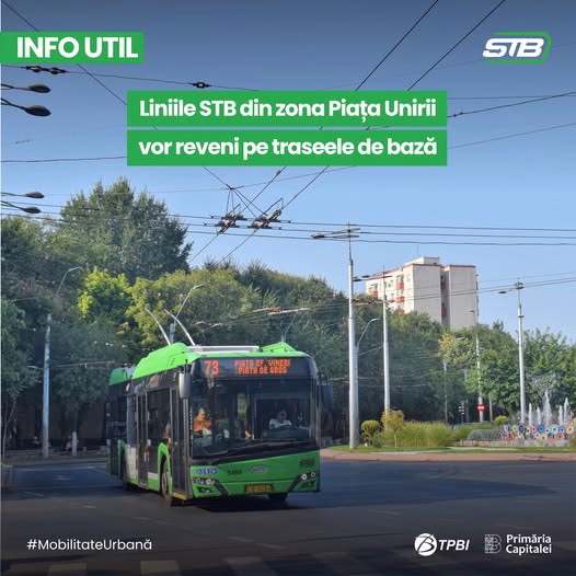 Liniile STB revin pe traseele de bază prin Piața Unirii