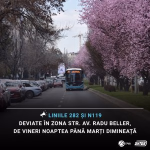 STB deviază liniile 282 și N119 în zona Radu Beller până pe 2 iunie