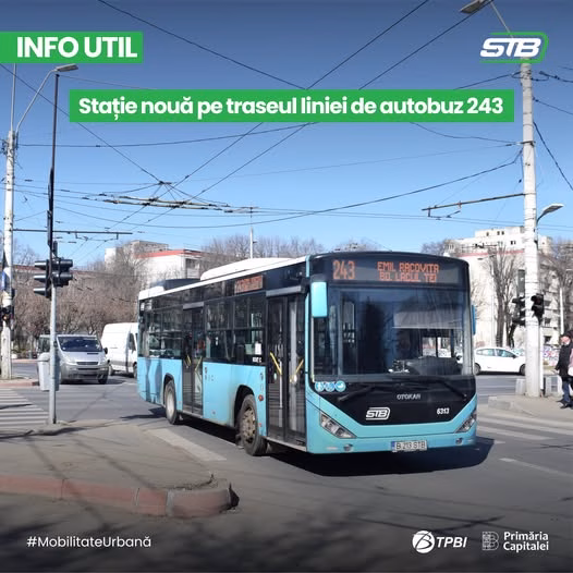 STB introduce stație nouă pe linia 243 din 1 mai
