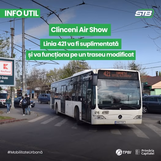 Linia 421 STB circulă pe traseu modificat pe 6 iunie pentru Air Show
