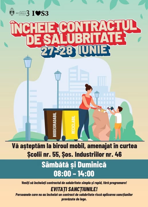 Primăria Sectorului 3 organizează semnarea contractelor de salubritate - Utile