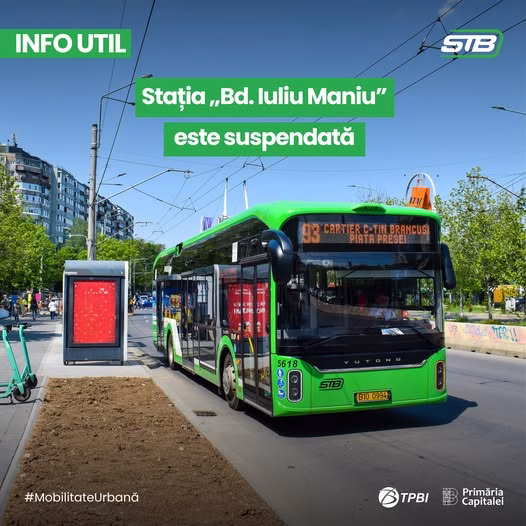 Stația Bd. Iuliu Maniu suspendată din 5 iunie pentru lucrări edilitare