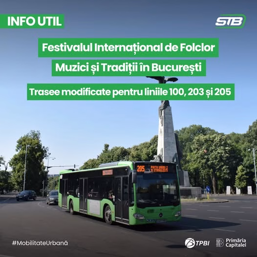 STB modifică trasee pe liniile 100, 203 și 205 pentru festival - Utile