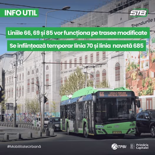 STB modifică traseele liniilor 66, 69 și 85 pe 8 august - Utile