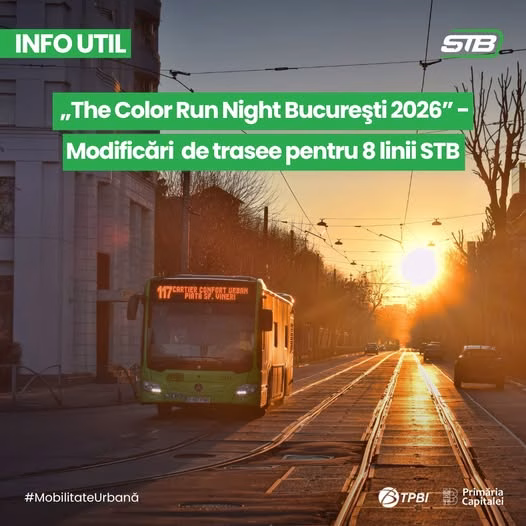STB modifică opt trasee pe 19 septembrie pentru Color Run Night