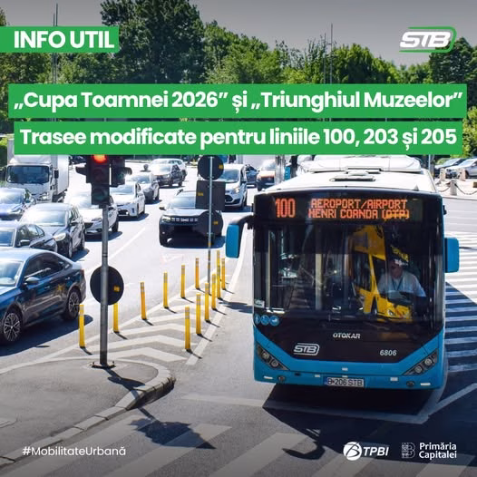 STB modifică traseele liniilor 100, 203 și 205 în weekend