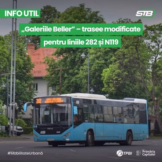 STB modifică traseele liniilor 282 și N119 lângă Beller - Utile